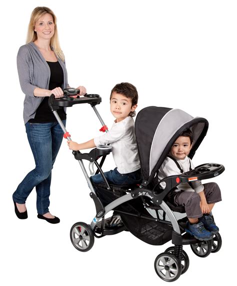 double stroller with standing platform.